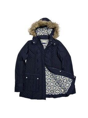 FREE PEOPLE Down & Feather Fill Blue Winter Puffer Parka Coat Jacket Womens 12